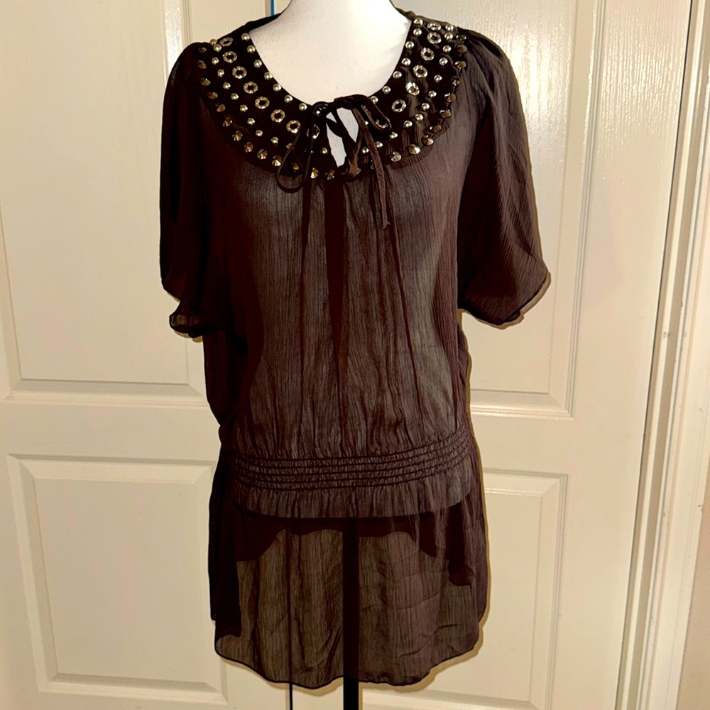 Brown Sheer Tunic - Size Medium